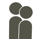 Guardianship icon. One simplified figure stands slightly behind another.