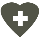 Healthcare icon: grey heart with white cross inside